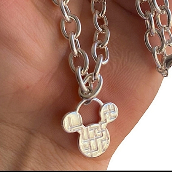 Mickey Mouse Sterling Silver Matching Necklace Bracelet Set - Picture 4 of 13